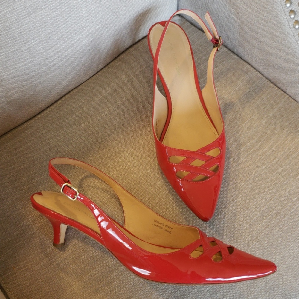 Via Spiga red kitten heels